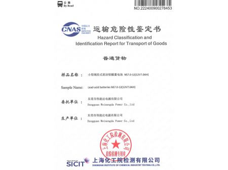 运输危险性鉴定书