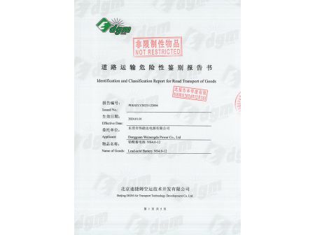 运输危险性鉴别报告书